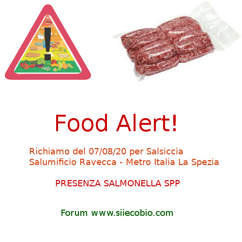 Allerta Alimentare richiamo Salsiccia Salumificio Ravecca